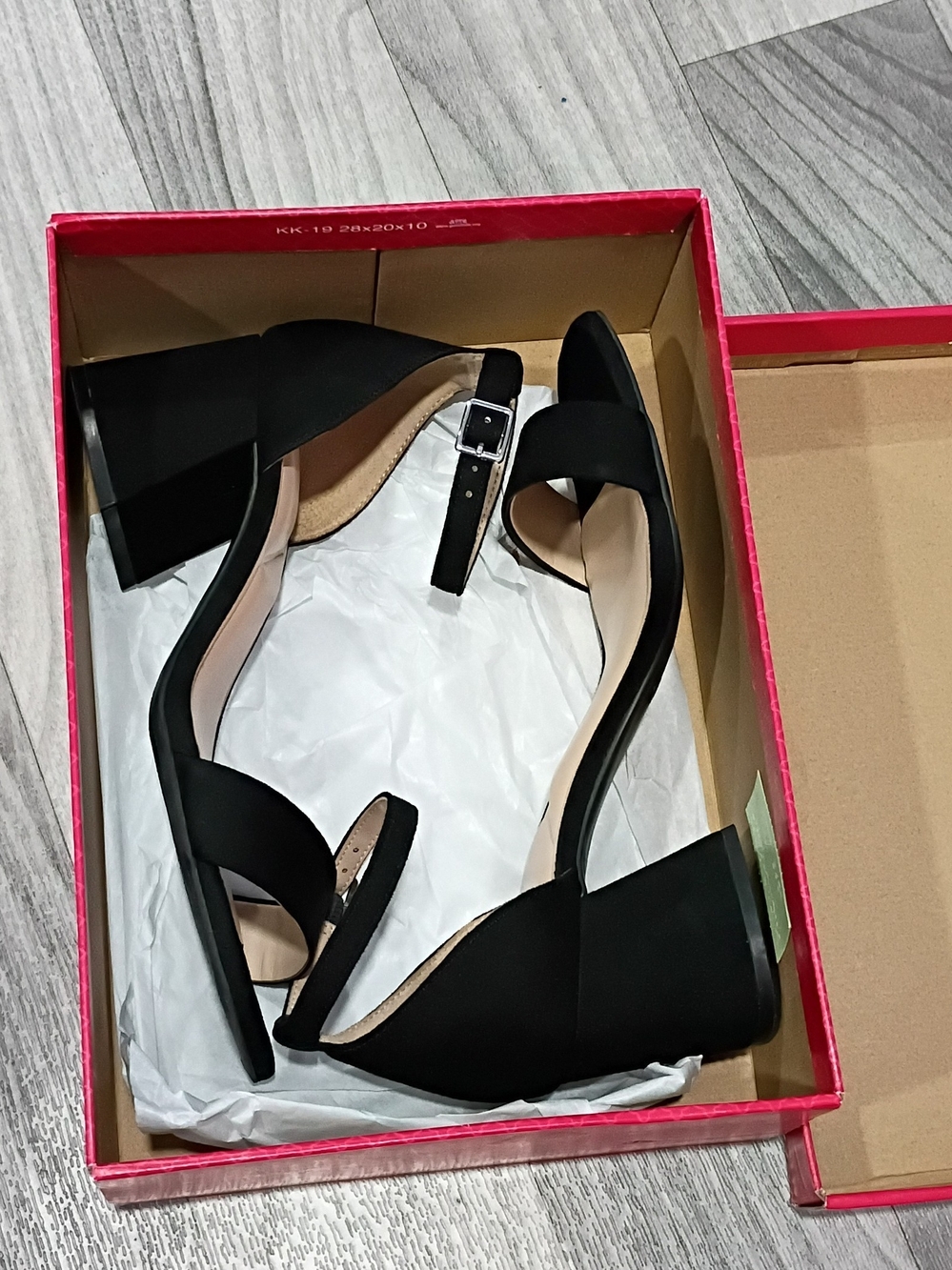 Kelly & Katie Black Block Heel Sandals with Ankle Strap